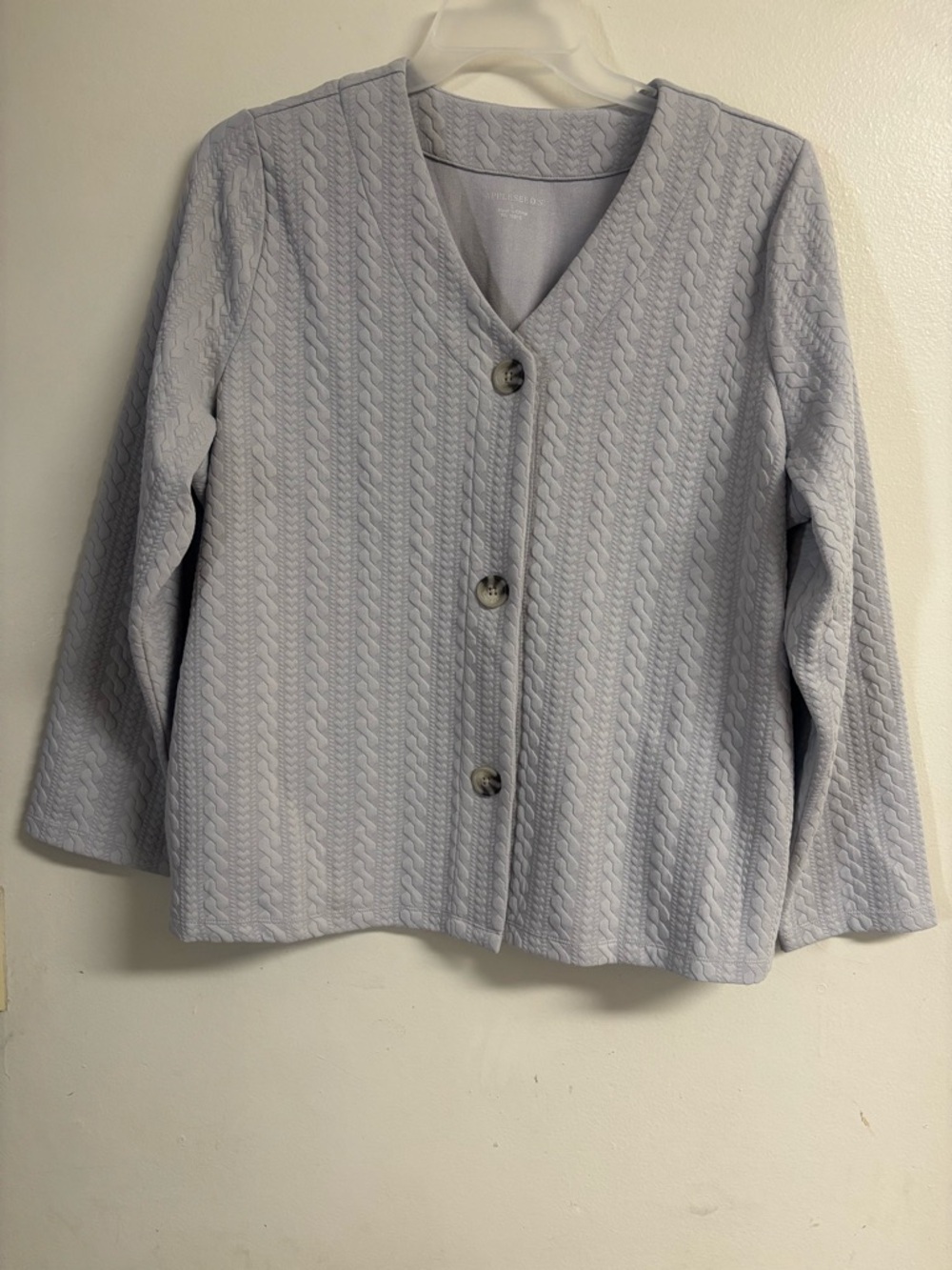 Appleseed's Pale Gray Quilted V-Neck Top